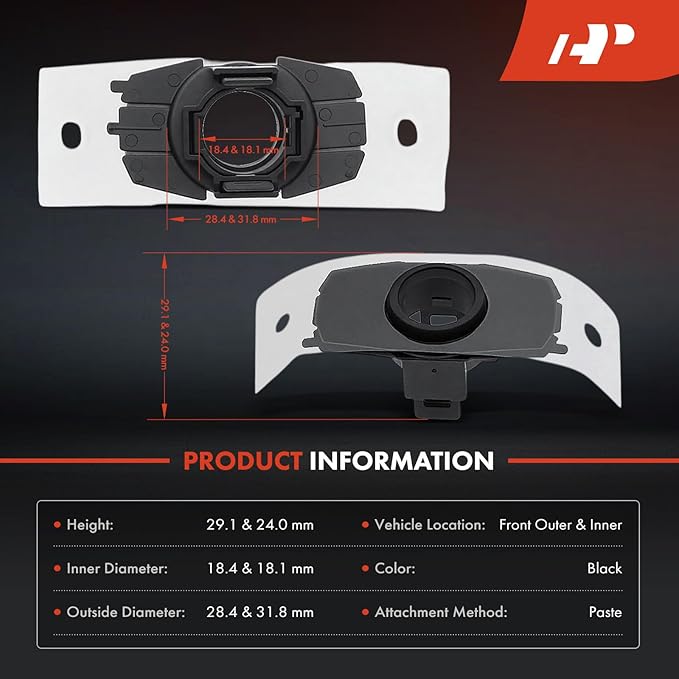 A-Premium 4-PC Front Inner and Outer Parking Assist Sensor Retainer Bezels Compatible with Toyota Models - Tundra 2022-2024, 