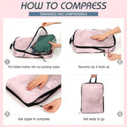 5 Pack Compression Packing Cubes for Travel Space Saving Cubes Luggage Organizer for Suitcase(Morandi,S)