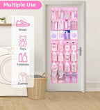 MISSLO Kids Over the Door Shoe Organizer Pink Hanging Shoe Rack Baby Toddler Hanging Shoe Organizer Cute Shoe Holder Girl Roo