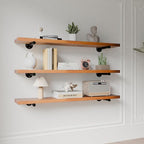Industrial Pipe Wall Wood Shelves,Real Wooden Shelves 36" in Walnut Color with 1.2" Extra Thickness, Modern Floating Shevles