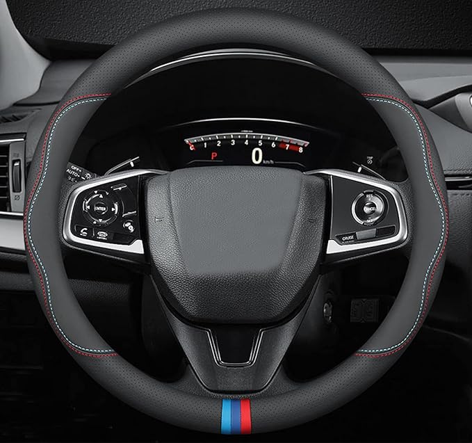 Car Steering Wheel Cover Compatible with Toyota RAV4 2025 2024 2001-2023 Year, Breathable Premium Leather, Anti-Slip Design, C-Style