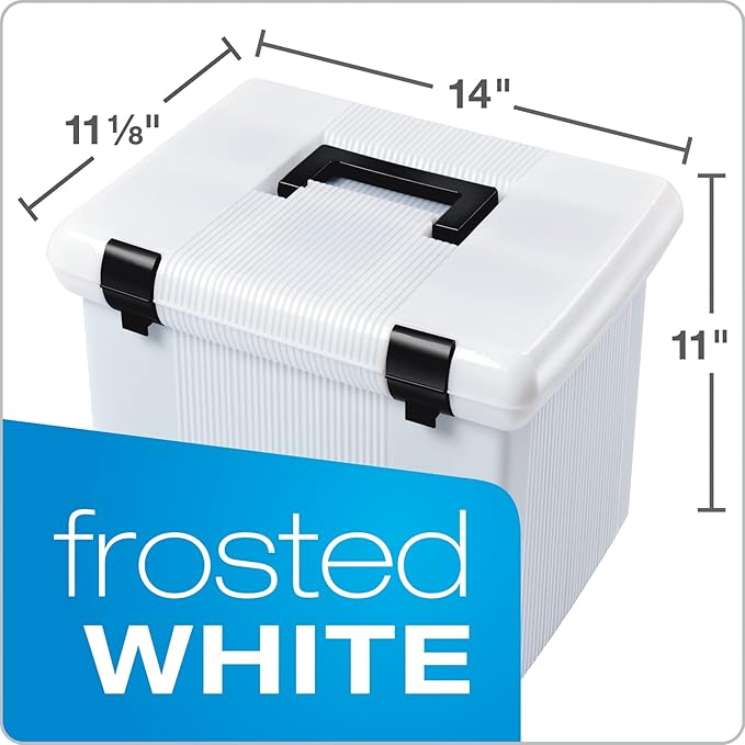 Pendaflex Portable File Box, Frosted White, Hinged Lid with Double Latch Closure(41745AMZ)