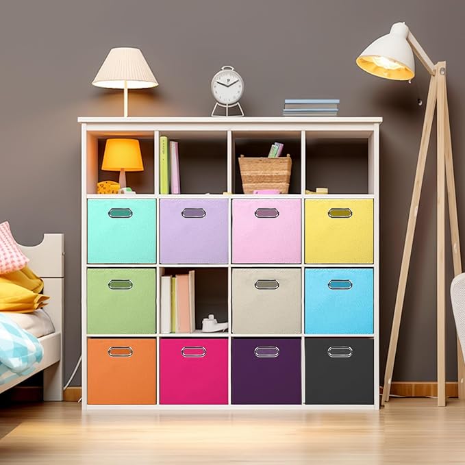 ShellKingdom Storage Bins, Foldable Fabric Storage Cubes And Cloth Storage Organizer Drawer with Metal Handle For Closet And 