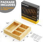 SpaceAid Bamboo Drawer Dividers with Inserts and Labels, 4 Dividers with 9 Inserts (17-22 in), Bag Storage Organizer (4 Pack)