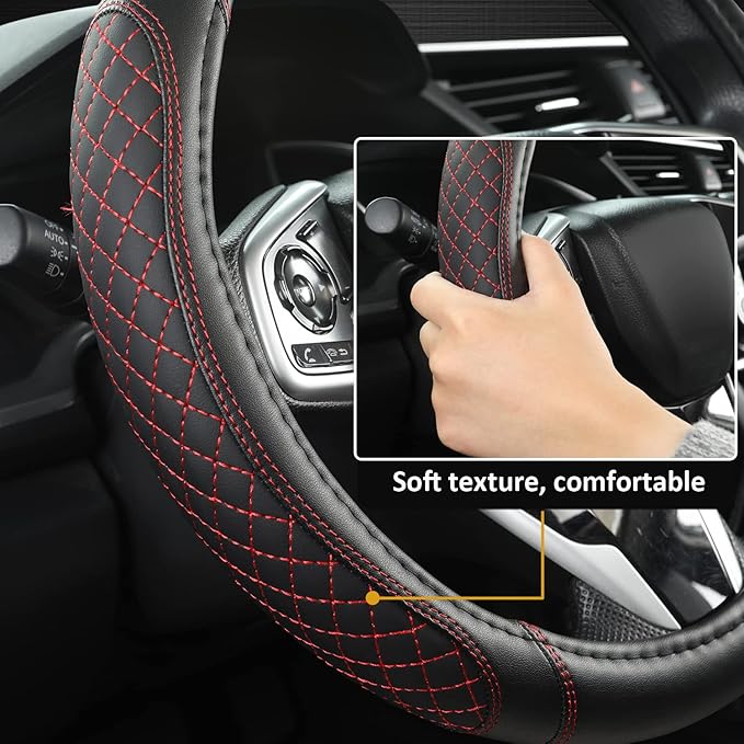 West Llama Flat Bottom Car Steering Wheel Cover for Nissan,D Shaped Steering Wheel Cover for Rogue,Altima,Kicks (Diamond Quil