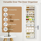 Mefirt Over The Door Organizer, 6 Shelf Door Hanging Organizers with 6 Large Capacity Pockets, Behind Door Storage Hanging Sh