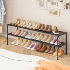 LUKYTOWER Extra Long Shoe Rack 2 Tier Shoe Storage Organizer Wide Stackable Shoe Organizer Racks for Closet Entryway,Shoe She