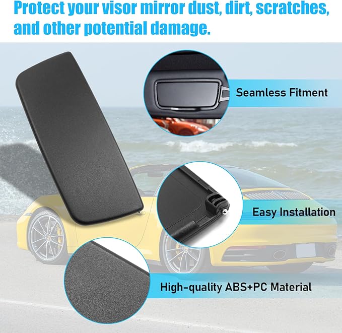 Jaronx Compatible with Porsche Sun Visor Mirror Cover, Left/Right Sun Visor Vanity Mirror Cover Replacement Compatible with Boxster Cayman 981/718 2014-2025, Compatible with Carrera 911 2012-2025