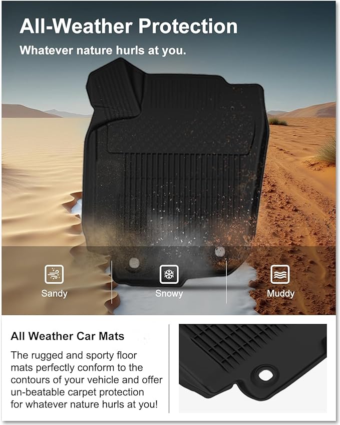 KIWI MASTER Floor Mats & Cargo Mat for 2013-2018 Toyota RAV4 (Non-Hybrid), OEM Replacement PT908-42165-20, All Weather Car Mats, Heavy Duty TPE Floor Liners, Front & Rear & Tray Trunk Mat Set, Black