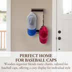 MyGift Wooden Hat Rack Wall Mounted, Baseball Cap Collection Holder Display, Wood Hat Organizer Shelf Storage with 10 Hooks f