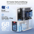 Dehumidifier for Home, Dehumidifiers for Bathroom, Bedroom, Living room, Closet with 68 OZ Water Tank, Moisture Absorbers,