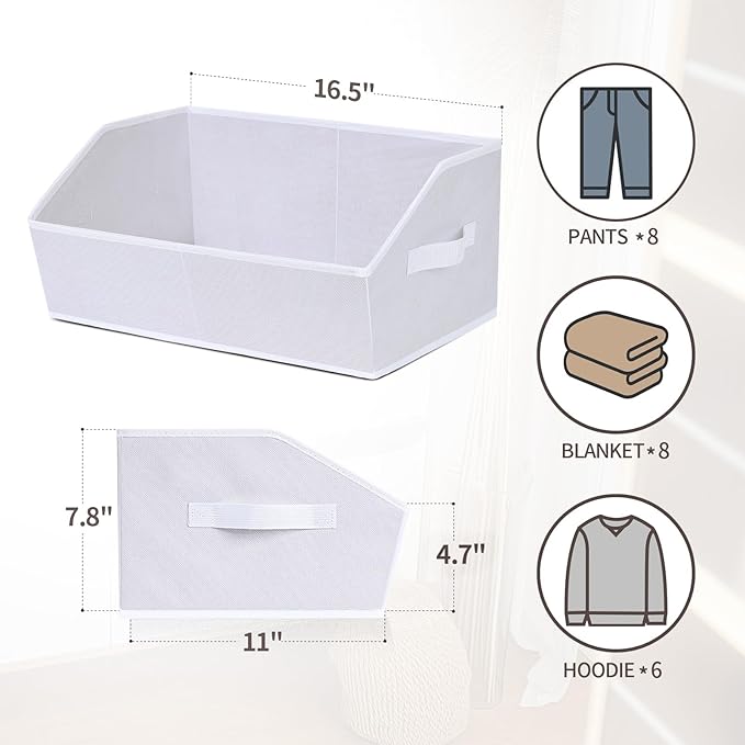 Homsorout Fabric Bins for Organization - Trapezoid Storage Cubes, Large Baskets for Storage, 6 Pack Shelf Baskets, Closet Org
