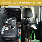 Backseat Car Organizer, 4 in 1 Multifunctional Car Back Seat Storage Organizer with Tissue Box, 2 Cup Holders, Phone Stand and Hooks, Automotive Seat Back Organizers (Orange)