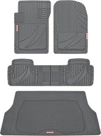 Motor Trend FlexTough™ Heavy Duty Gray Rubber Car Floor Mats All Weather & Cargo Liner for SUV Full Set - Universal Trim to Fit Automotive Floor Mat & Trunk Mats for Cars Interior Accessories