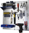 Wall Control Metal Pegboard Organizer Utility Tool Storage and Garage Pegboard Organizer Kit with Metallic Tool Board and Blu