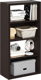 Furinno Viola Book Shelf, 4-Tier Bookshelf, Extra Thick Frame Bookcase with Open Shelf, Open Back Design, 11.3" x 23.2" x 45.