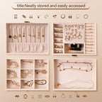 3 Layer Jewelry Box, Jewelry Holder Organizer with Jewelry Organizer Drawer, Large Jewelry Boxes & Organizer with Velvet Earr