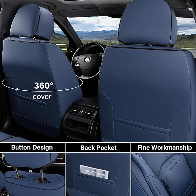Coverado Seat Covers, Car Seat Covers Front Seats, Premium Nappa Leather Seat Covers for Cars, Waterproof Car Seat Protector 