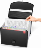 25 Pockets Accordion File Organizer with Handle,Expanding File Folder for Paper/Document/Bill,Portable Filing Box,Visible Win