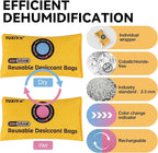 12 Pack(200g Each) Rechargeable Silica Gel Desiccant Packets,Color Indicating Desiccant Packs for Storage,Moisture Absorbers 