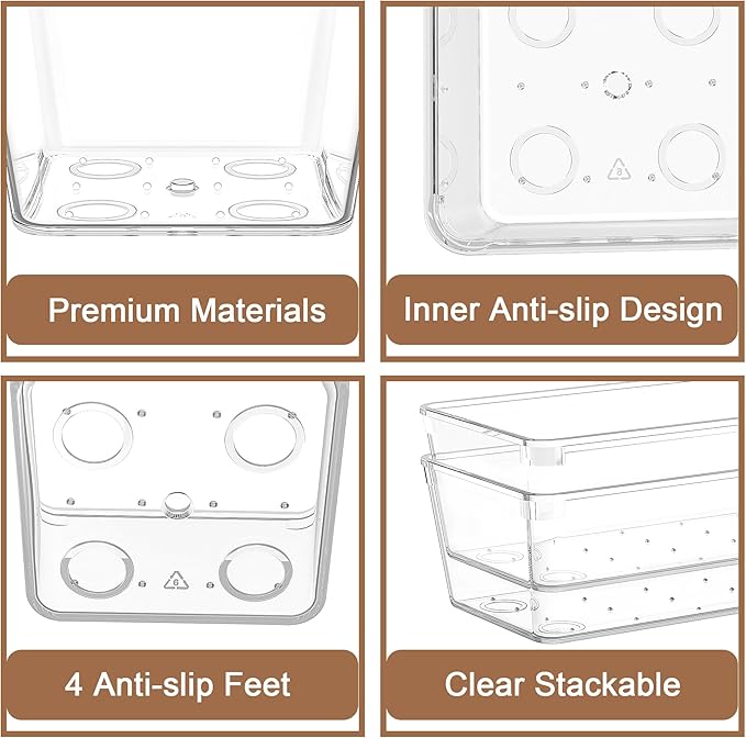7Pack Desk Drawer Organizers, 6"*9" makeup acrylic drawer organizer trays for vanity, bathroom, office, nightstand, junk for 