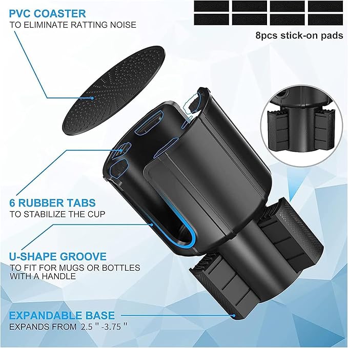 Cup Holder Expander for Car, Cup Expander Compatible with Hydro Flask 32/40oz, Yeti 24/30/36oz, Other Bottles, Large Cup Holder Adapter Fits for Universal Vehicle Car Accessories