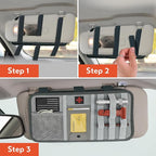 Molle Car Sun Visor Organizer, Tactical Visor Organizer with Zipper Pocket, Glasses Clip & ID Card, Semi-Rigid Molle Panel for Police Gear & Overlanding Accessories, Fit Trucks, SUVs, Jeeps, Gray