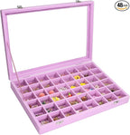 Vicoter Velvet Jewelry Tray 48 Compartments Jewelry Display Organizer with Transparent Cover Rings, Earrings, Necklaces, Pend