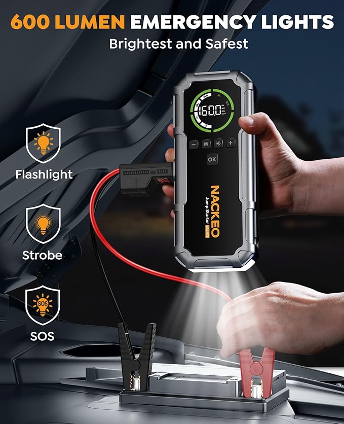 Car Battery Jump Starter with Air Compressor 8000A 160PSI, Car Jumper Starter Portable (All Gas/10L Diesel), Jump Starter