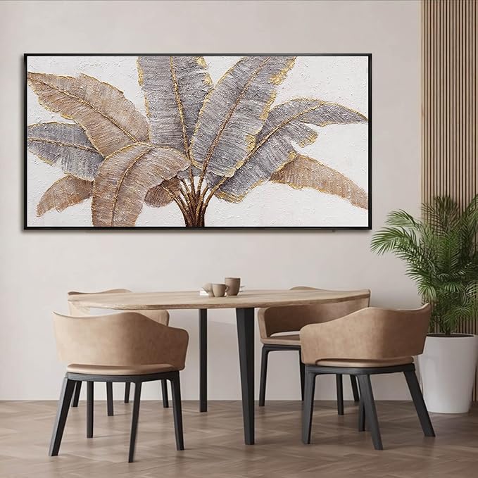 CHUDANHAO Botanical Wall Art Vintage Pictures Wall Decor Grey and Gold Photo Prints Line Wall Hangings 24"x48" Canvas Decorat