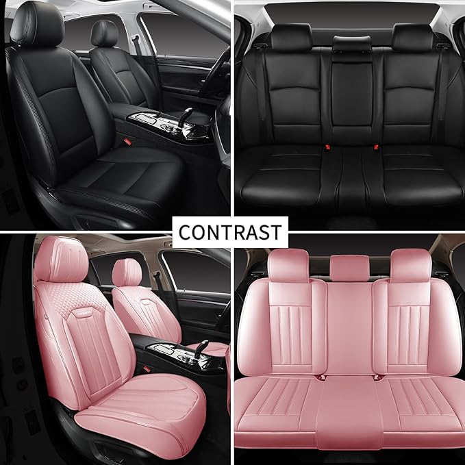 Pink Car Seat Covers Fit for Corolla Cross RAV4 Kona HR-V CRV UX,Waterproof and Breathable Automotive Seat Covers Full Set, F