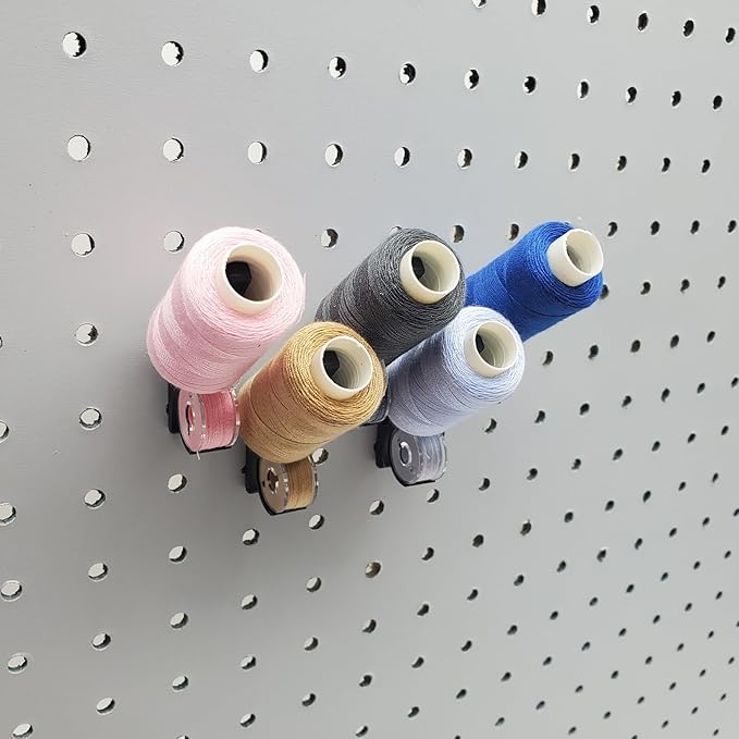 'Just Hanging Pegboards' 1/4" Pegboard Angled Thread-Bobbin Storage Hook, Compatible with 1/4" Pegboards. Sewing Organization