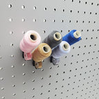 'Just Hanging Pegboards' 1/4" Pegboard Angled Thread-Bobbin Storage Hook, Compatible with 1/4" Pegboards. Sewing Organization