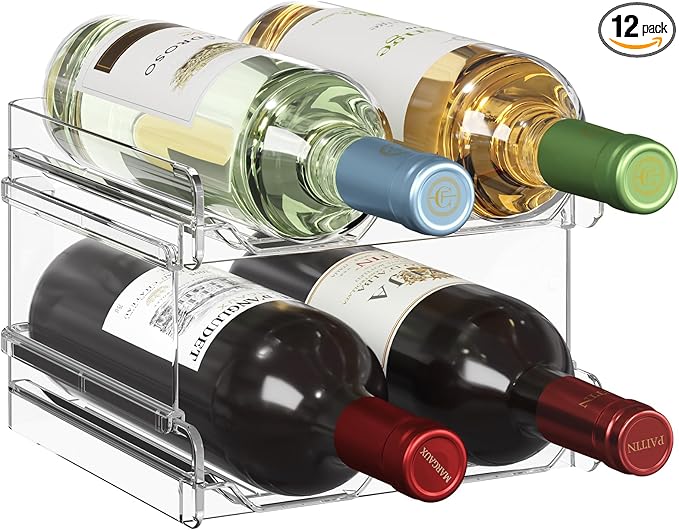Lifewit 12 Pack Drawer Dividers Plastic 4" High, 11-17" Adjustable Drawer Organizers for Clothes, Plastic Stackable Wine Rack