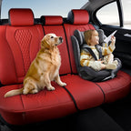 Coverado Car Seat Covers, Rear Car Seat Cover, 3-Pieces Leather Seat Cover, Red Car Seat Cushion, Luxury Seat Cover Seat Prot