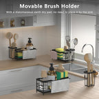Sponge Holder for Kitchen Sink,Sink Caddy Organizer With Stone Drying Tray, Stainless Steel Kitchen Countertop Organizer for 