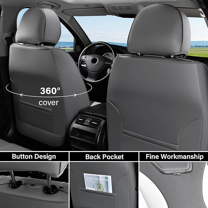 Coverado Car Seat Covers, Front Covers for Cars, Car Seat Cover Front Seats, Automotive Seat Cover, Waterproof, Leather Car S