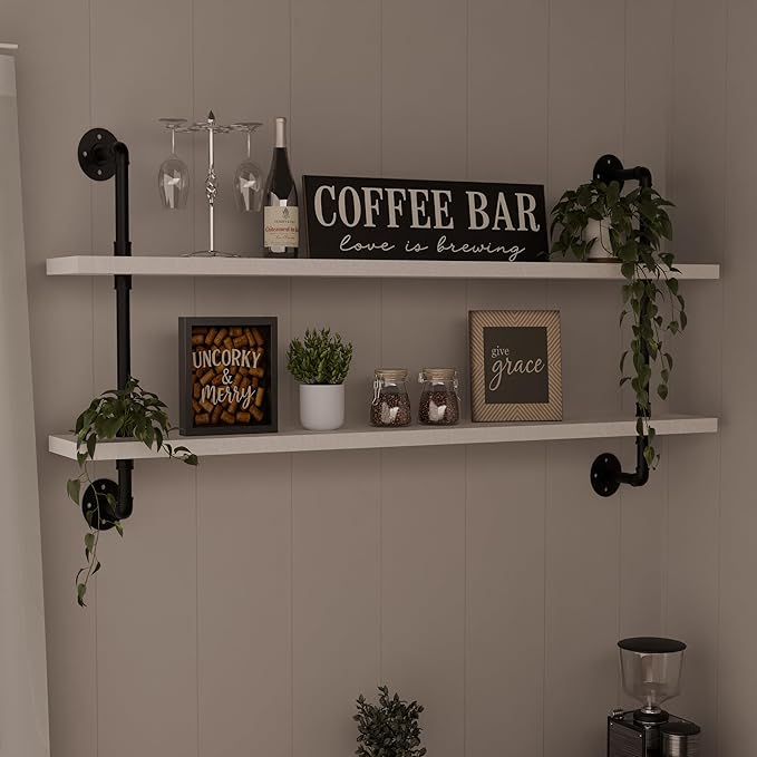 Floating Bookshelf Bathroom Shelves Over Toilet Industrial Pipe Shelving Pipe Shelves Rustic White Wall Shelves 36 Inch Farmh