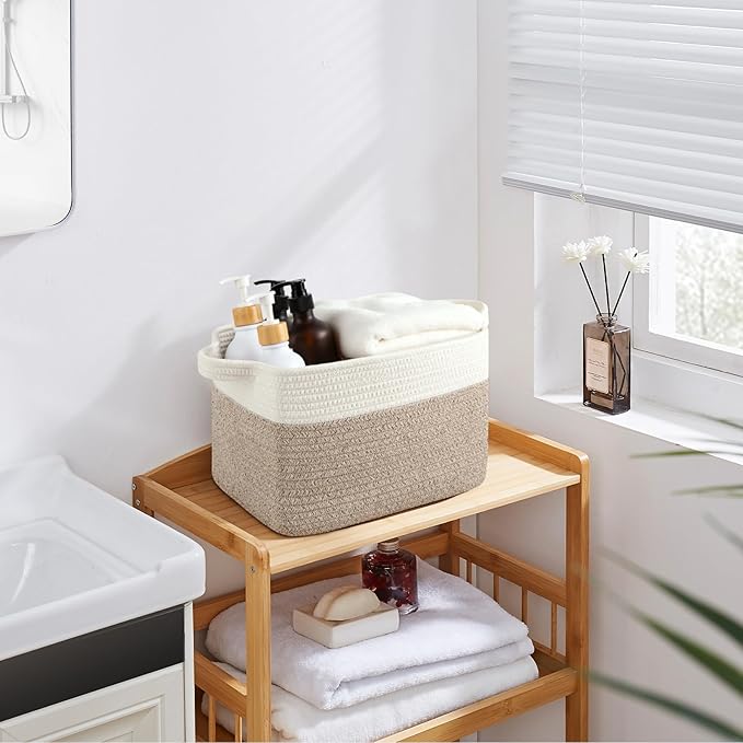 OIASKET Storage Baskets for Organizing, Woven Baskets for Shelves, Rectangle Decorative Organizer for Storage Clothes, Toy, B