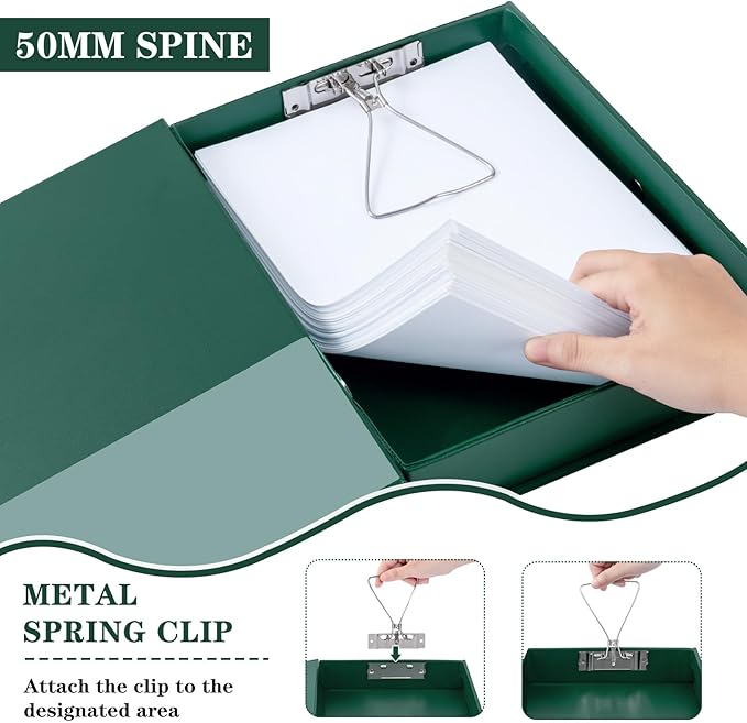 Storage File Boxes 6 Pack, Foldable File Boxes with Lid, 50mm Spine, Archives Cases with Magnetic Closure & Clip, Plastic Doc