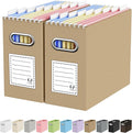 Oterri File Organizer Box, Portable Collapsible Cardboard File Folder Organizer with Handle for Letter Size Hanging Files, Do