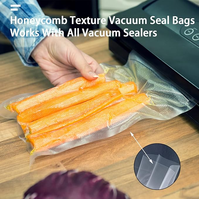Vacuum Sealer Bags, Heavy Duty Pre-Cut Design Commercial Grade Food Sealable Bag for Heat Seal Food Storage, 6" x 10" 100 Pcs