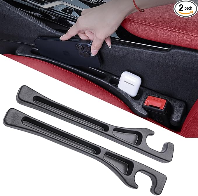 Car Seat Gap Filler 2Pack, Inserts Between Seats Console with Organizer Storage Upgraded Phone Holder Car Side Seat Gap Fillers Cars Front Seats Fill Plug Car Essentials for Vehicle SUV Truck (black)