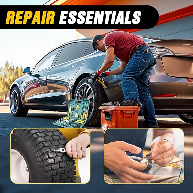 Nilight Car Emergency Kit with Jumper Cable Air Compressor Tire Repair Essential Tools First Aid Alligator Connector Electric