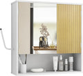 Bathroom Wall Cabinet With Mirror,wall mounted bathroom cabinet,Medicine Cabinet with 2 Door ,Side Hook,Light and Adjustable 