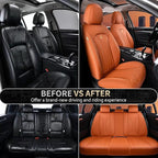 FLORICH Car Seat Covers Full Set Orange Seat Cover Front Seats and Back Leather Seat Covers for Cars Waterproof Car Seat Cush