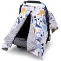 Rquite Baby Car Seat Cover, Carseat Covers Baby Boy, Minky Infant Car Seat Cover Winter, Peekaboo Opening Car Seat Canopy, Mu