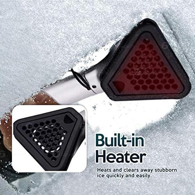 ZONETECH Heated Car Window Ice/Snow Scraper Extendable Auto Windshield Heated Scraper with LED Light,12V Electric Scraper Heating, Car Ice Scraper & Snow Removal Tool Stocking Stuffer