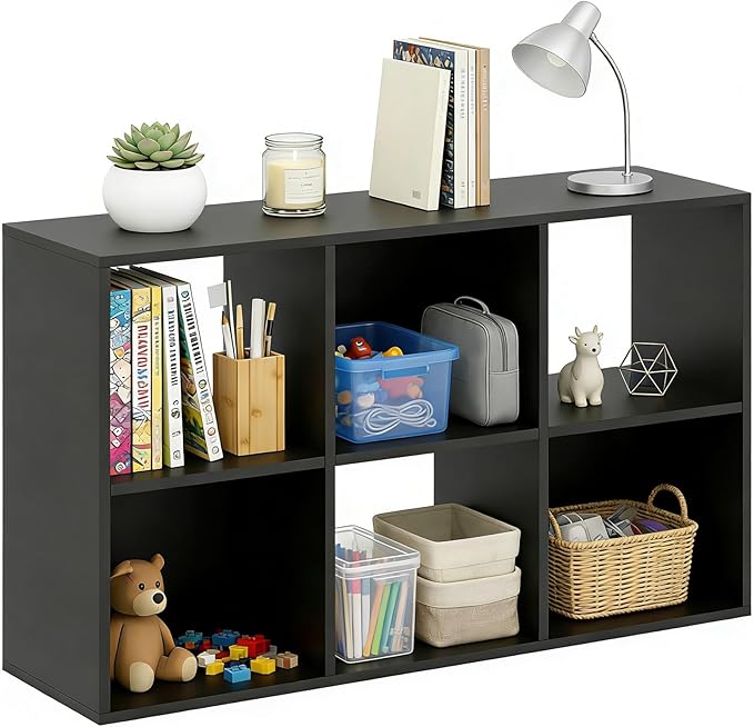 6 Cube Storage Organizer Shelf, Open Cube Bookshelf, Reversible Bookcase, Modern Sturdy Storage for Living Room, Bedroom, Ent
