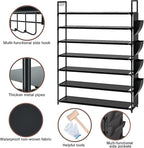 OYREL Large Capacity 7 Tier Shoe Rack, Black, 33.3in Wide x 11.2in Deep x 48.7in Tall, Holds 28-35 Pairs of Shoes, Ultra-Mini